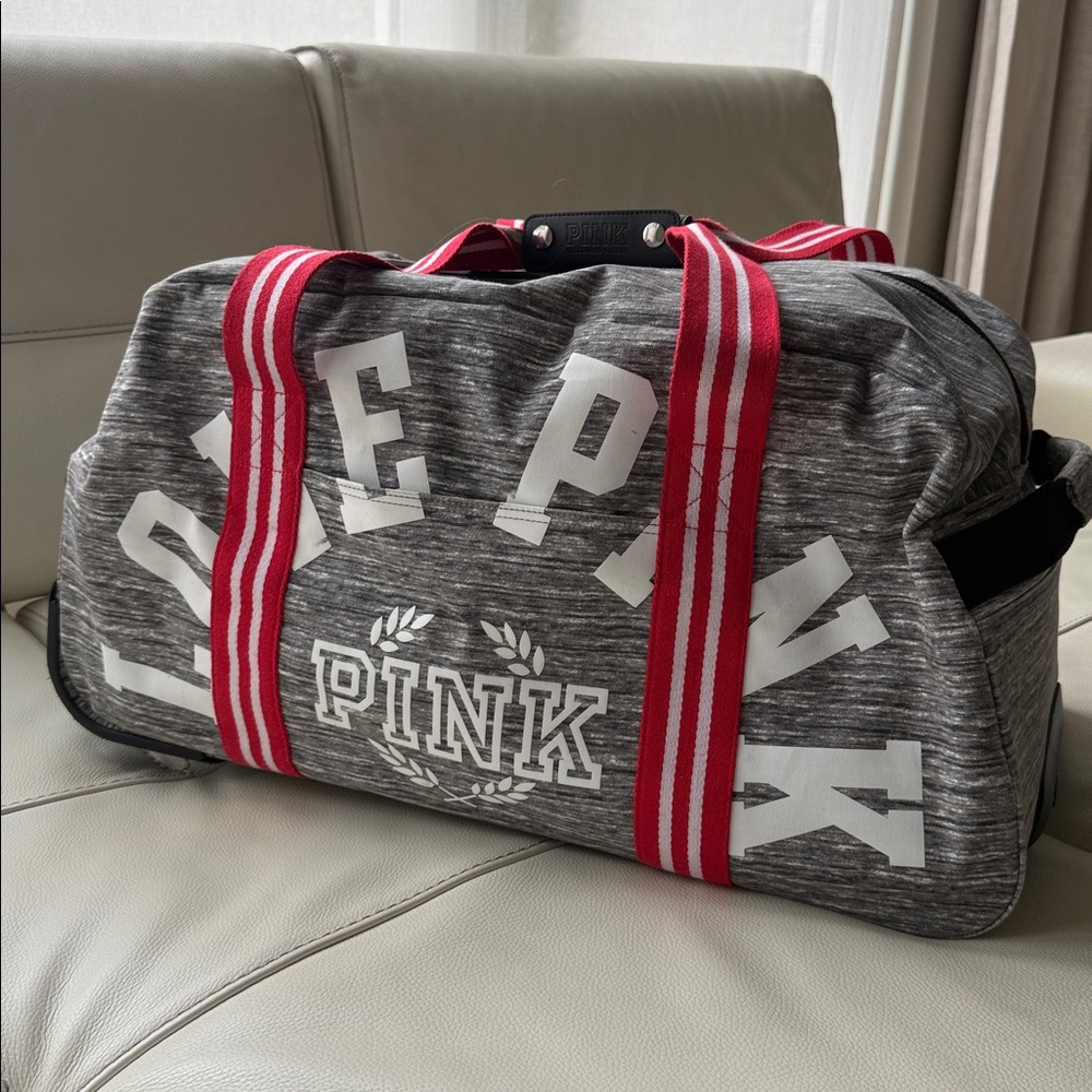 PINK Victoria's Secret Gray Duffel Rolling Bag - Picture 3 of 17